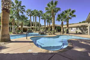 View of pool featuring a patio