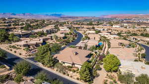 Drone / aerial view featuring a mountain view