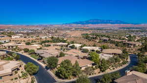 Drone / aerial view with a mountain view