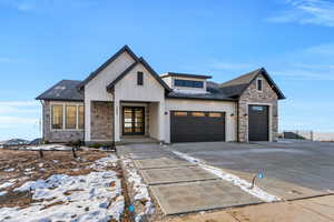 View of modern farmhouse style home