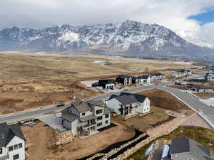 Aerial view featuring a mountain view