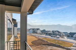 Balcony with a mountain view