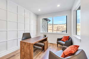 Office featuring light hardwood / wood-style flooring