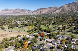 Drone / aerial view with a mountain view