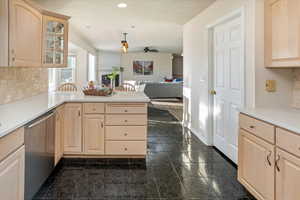 Kitchen looking back into living room