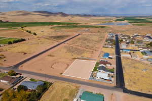 Birds eye view of property with a mountain view