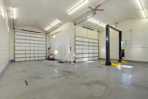 Shop/Garage featuring ceiling fan