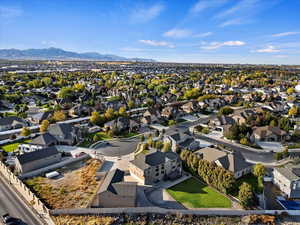 Birds eye view of property with a mountain view