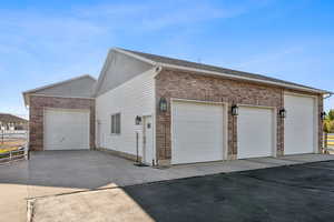 View of detached garage