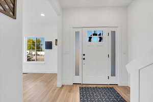 Foyer featuring light hardwood / wood-style floors