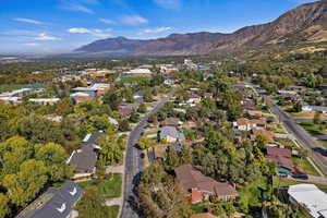 Drone / aerial view with a mountain view