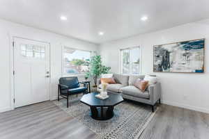 Living room featuring light wood-type flooring