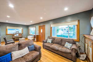 Living room featuring light wood-type flooring