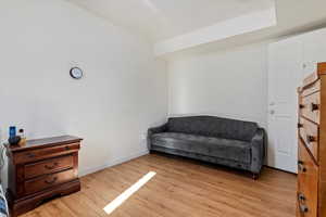 Sitting room featuring light wood-type flooring