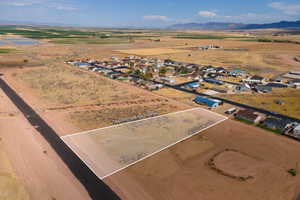 Aerial view featuring a mountain view