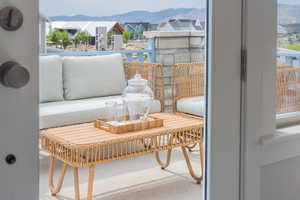 Balcony with a mountain view