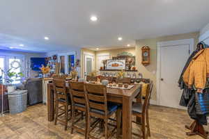 Dining space featuring light wood-type flooring