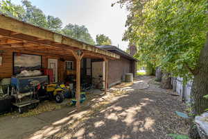 Exterior space with central AC unit