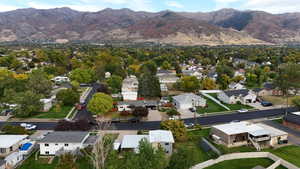 Aerial view featuring a mountain view