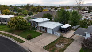 Aerial view featuring a mountain view