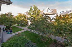 View of yard with a mountain view