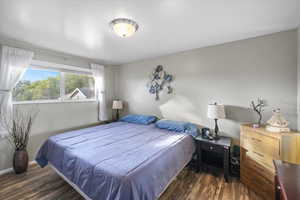 Bedroom featuring dark wood-type flooring