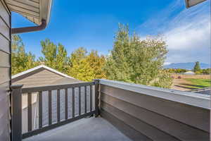 Balcony with a mountain view