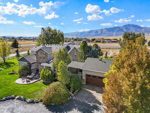 Aerial view featuring a mountain view