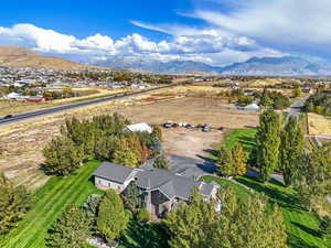 Aerial view featuring a mountain view