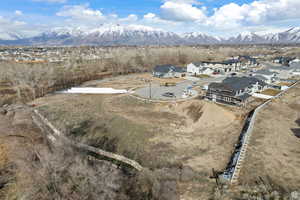 Drone / aerial view featuring a mountain view