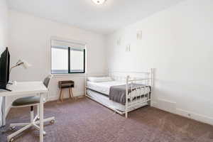 Bedroom featuring carpet