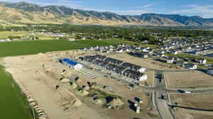 Drone / aerial view featuring a mountain view