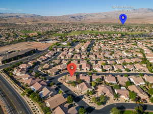 Aerial view featuring a mountain view