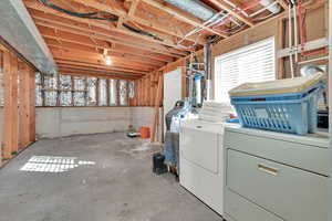 Laundry area by basement walkout.