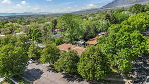 Aerial view of a mountain backdrop