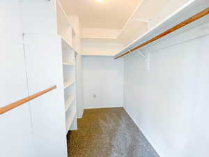 Walk in closet featuring carpet