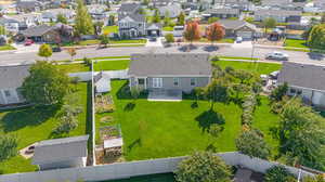 Aerial view of backyard