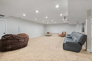 View of carpeted living room