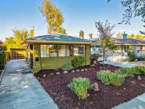 Single story home featuring a garage