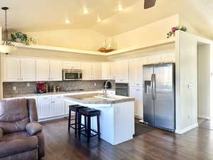 huge open kitchen with vaulted ceilings