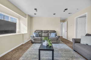 View of carpeted living room