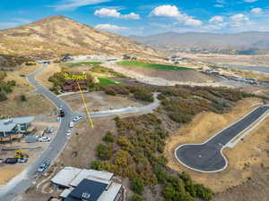 Aerial view featuring a mountain view