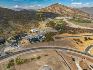 Bird's eye view with a mountain view