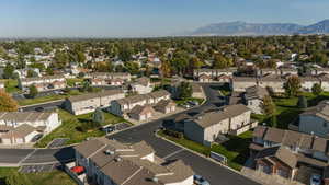 Drone / aerial view with a mountain view