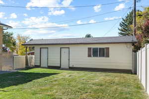 Exterior of outdoor shop, shed, and storage.