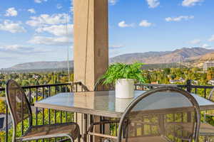 Balcony with a mountain view