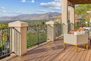 Deck featuring a mountain view