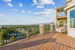 Wooden deck with a mountain view