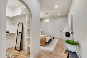 Interior space with light hardwood / wood-style floors