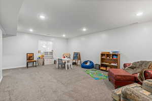 Playroom with carpet floors